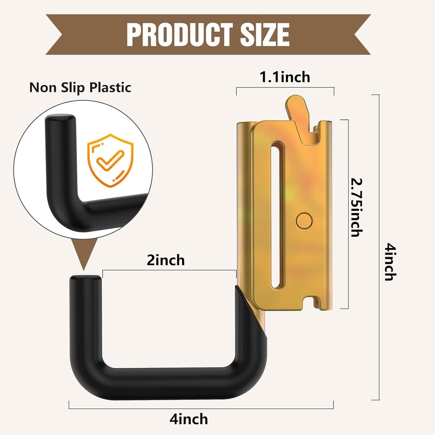 E Track Hook E Track Accessories ，E Track Accessories for Enclosed Trailer The dip molding Process is More Rust Resistant (6PCS E Track J Hooks)