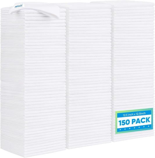 HOMEXCEL White Microfiber Cleaning Cloth 50 Pack, 12.5 x 12.5 inch Microfiber Towels for Cars, Ultra Absorbent Car Washing Cloth, Lint Free Streak Free Cleaning Rags for Car, Kitchen, and Window