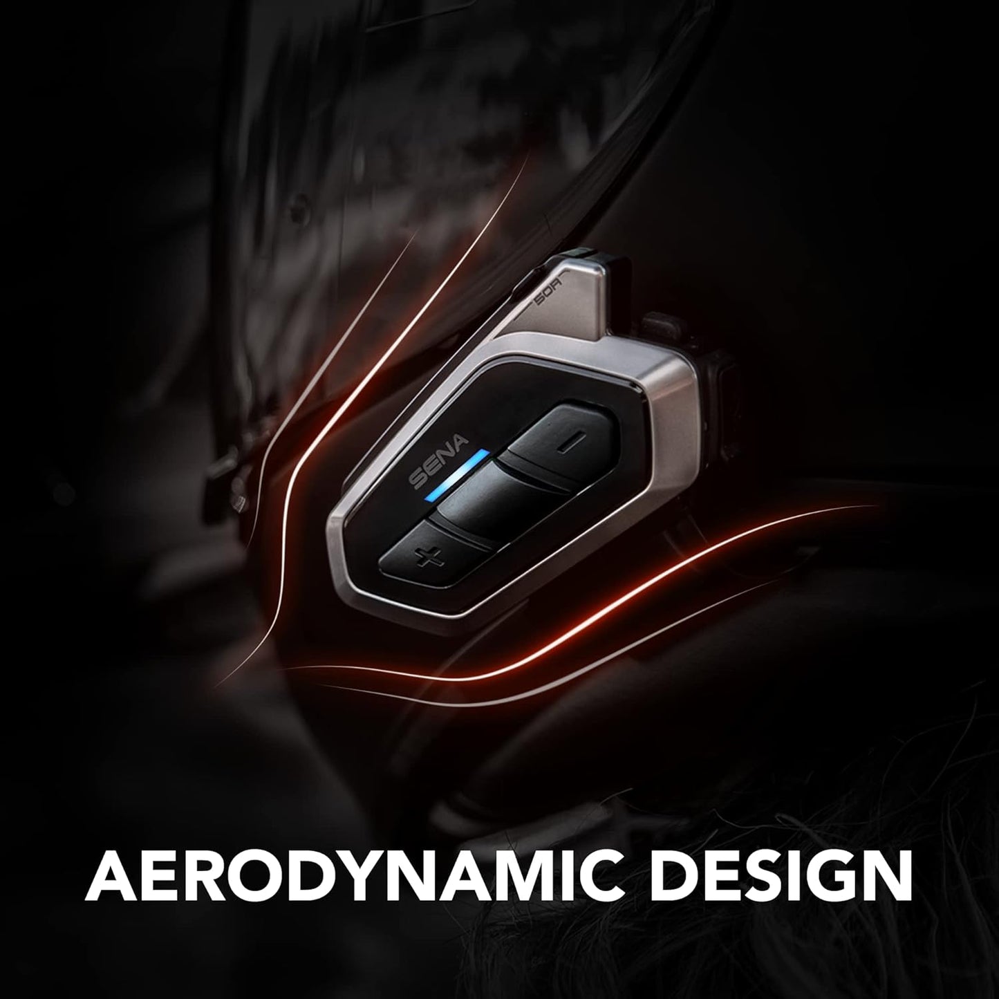 Sena 50R 3-Button Motorcycle Bluetooth Headset w/Sound by Harman Kardon Integrated Mesh Intercom System Premium Microphone & Speakers