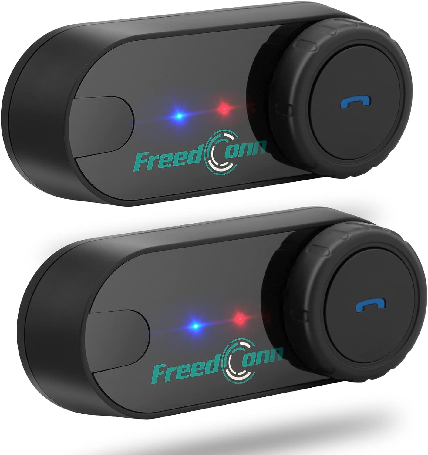 FreedConn TCOM VB Motorcycle Helmet Bluetooth Headset, Motorcycle Communication Systems with CVC Noise Cancellation, Stereo Music, 3 Riders 0.5mi/800m intercom, 12Hrs Intercom, IP65, 2 Pack
