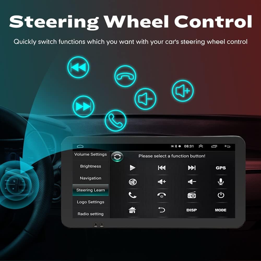 Kunfine Car CarPlay Android Auto Navigation Stereo GPS Radio Reverse Camera Display 10.33" QLED Touchscreen Headunit Tablet Pad Media Player For Peugeot 301 13-22 if Applicable Octa Core 4G+64G Silver