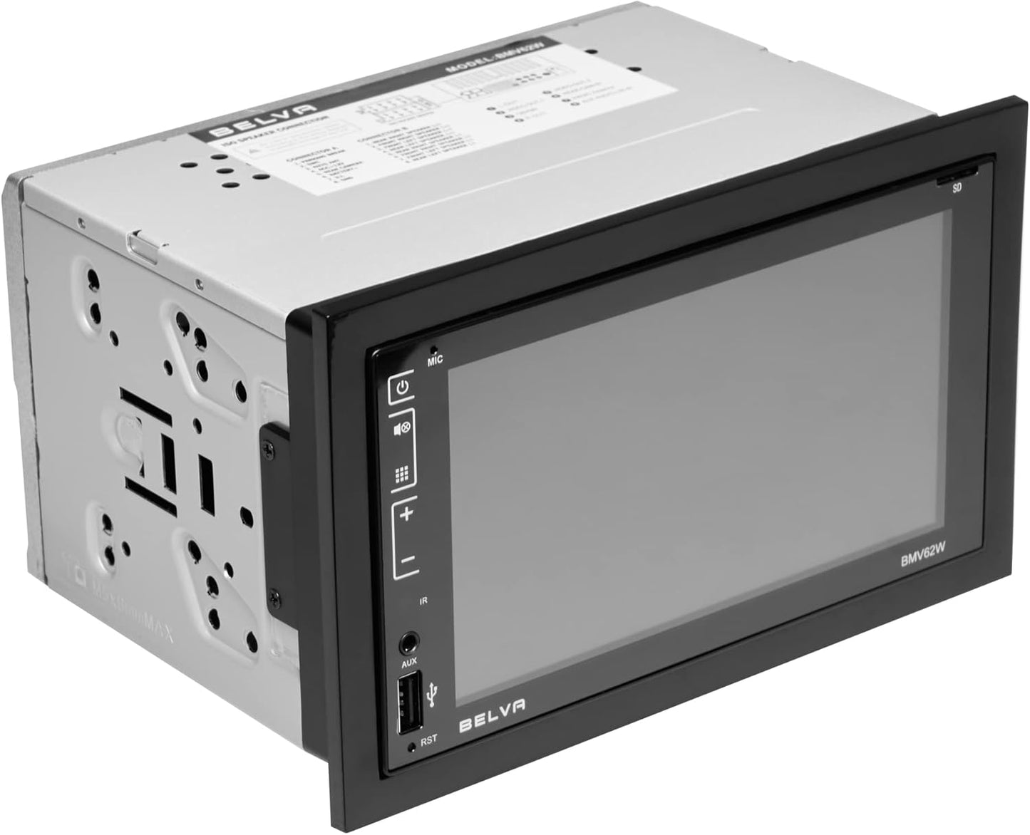 Belva BMV62W 6.2" Double DIN Touchscreen Bluetooth Car Stereo Receiver with Apple CarPlay, Android Auto and Mirrorlink