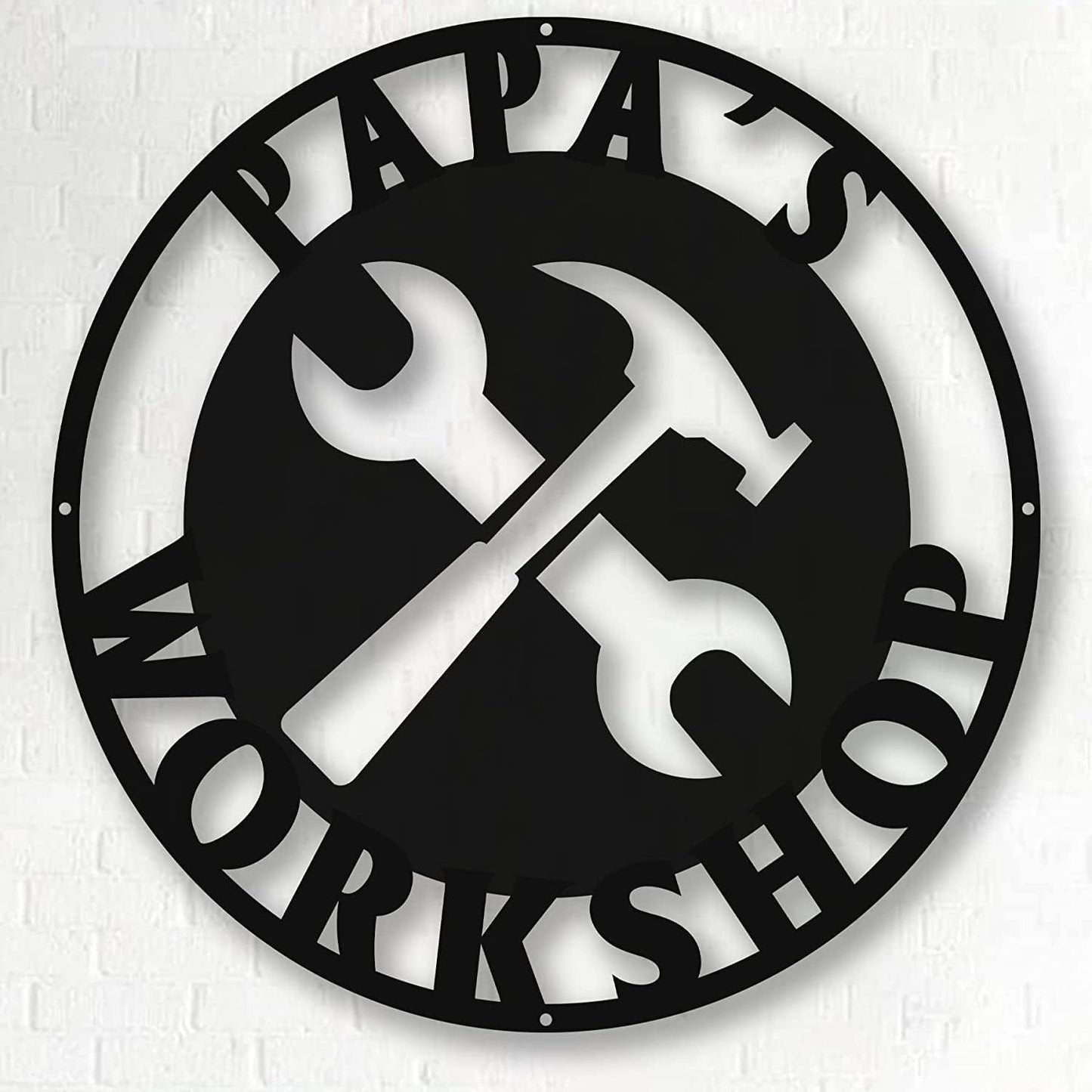 Personalized Papa's Workshop Metal Sign - Custom Dad's Garage Wall Decor for Mechanic, Birthday Gift for Men, Boyfriend - Fathers Day Workshop