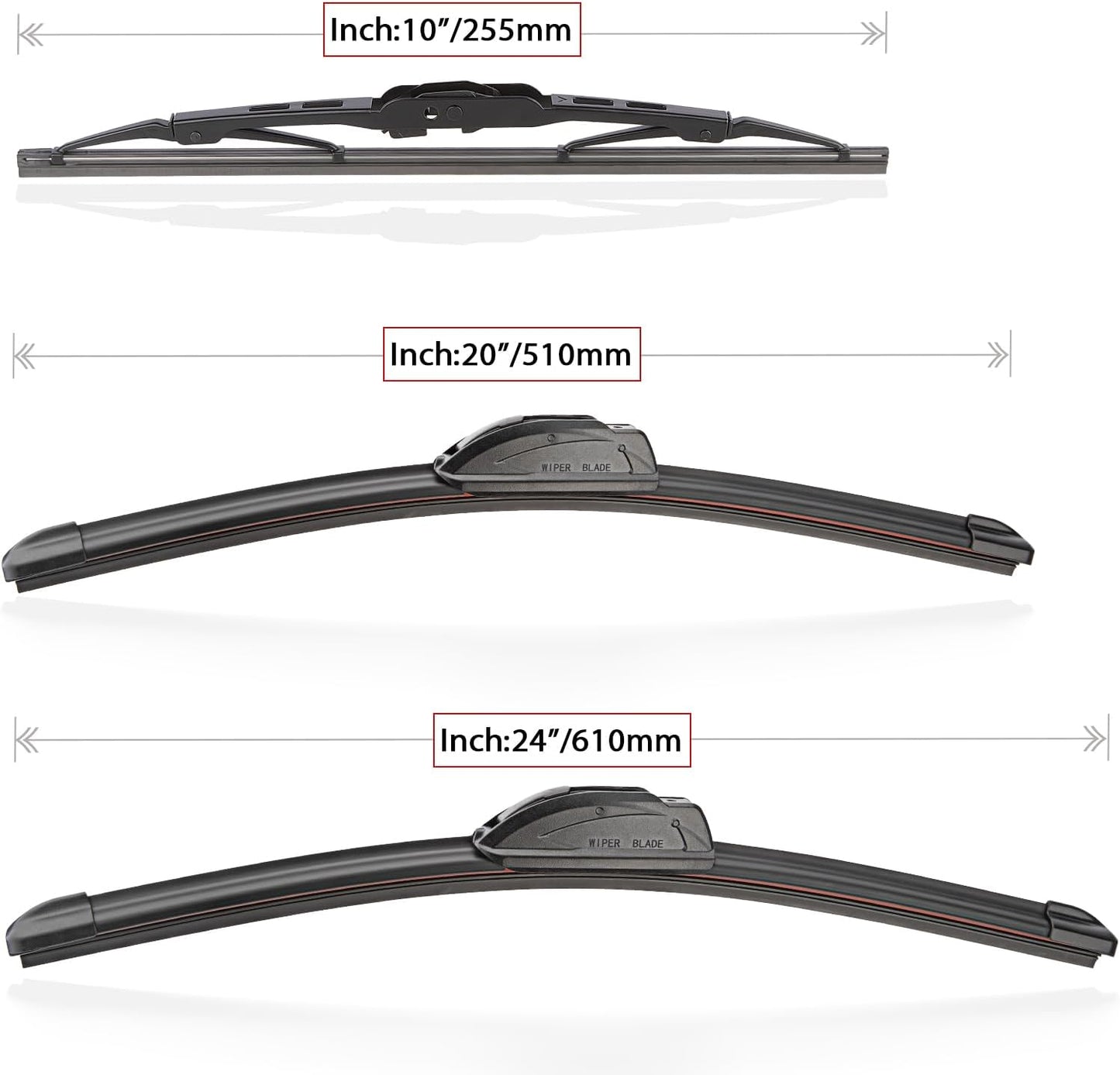 Windshield Wiper Blades Replacement for Chevy Chevrolet Traverse 2018 2019 2020 2021 2022 2023 Original Factory Quality Front Rear Wipers Blade Set for My Car - 24" 20" 10" (Pack of 3)