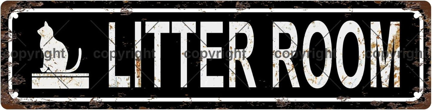 LITTER ROOM Vintage Metal Tin Sign, Street Sign, Home Decor, Room Decor, Wall Decor, Bathroom Decor, Bar Decor, Cafe Decor, Garage Decor, 16 x 4 Inch