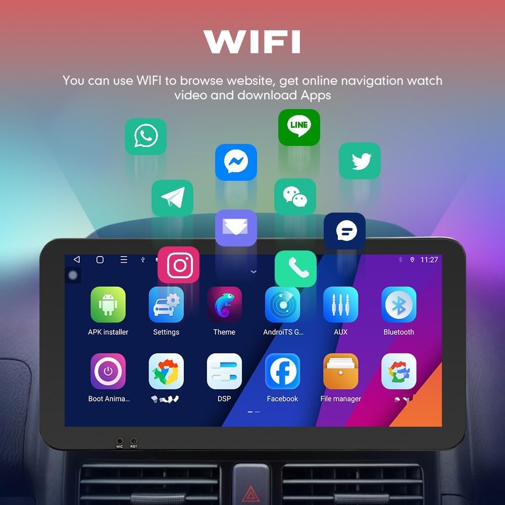 Kunfine Car CarPlay Android Auto Navigation Stereo GPS Radio Reverse Camera Display 10.33" QLED Touchscreen Headunit Tablet Pad Media Player For Peugeot 301 13-22 if Applicable Octa Core 2G+32G Silver