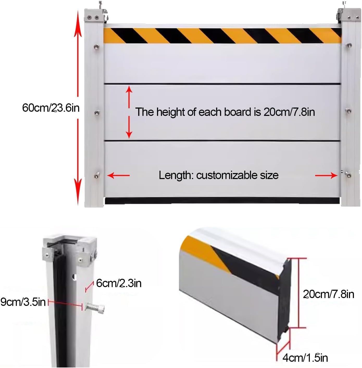 Reusable Heavy Duty Aluminum Flood Barriers for Home Exterior, Flood Protection Barriers Water Barrier Door Quick Detachable Garage Doors Detachable Mobile Rain Water Baffle ( H 31.5 inch L 15FT)