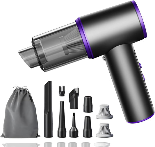 Aihoye Car Vacuum Portable Cordless, 17000PA Mini Vacuum Cleaner with Brushless Motor, 4-in-1 Air Duster & Air Blower & Pump Hand Held Vacuum Cleaner for Car, Home, Office, Camping, Pet, Auto