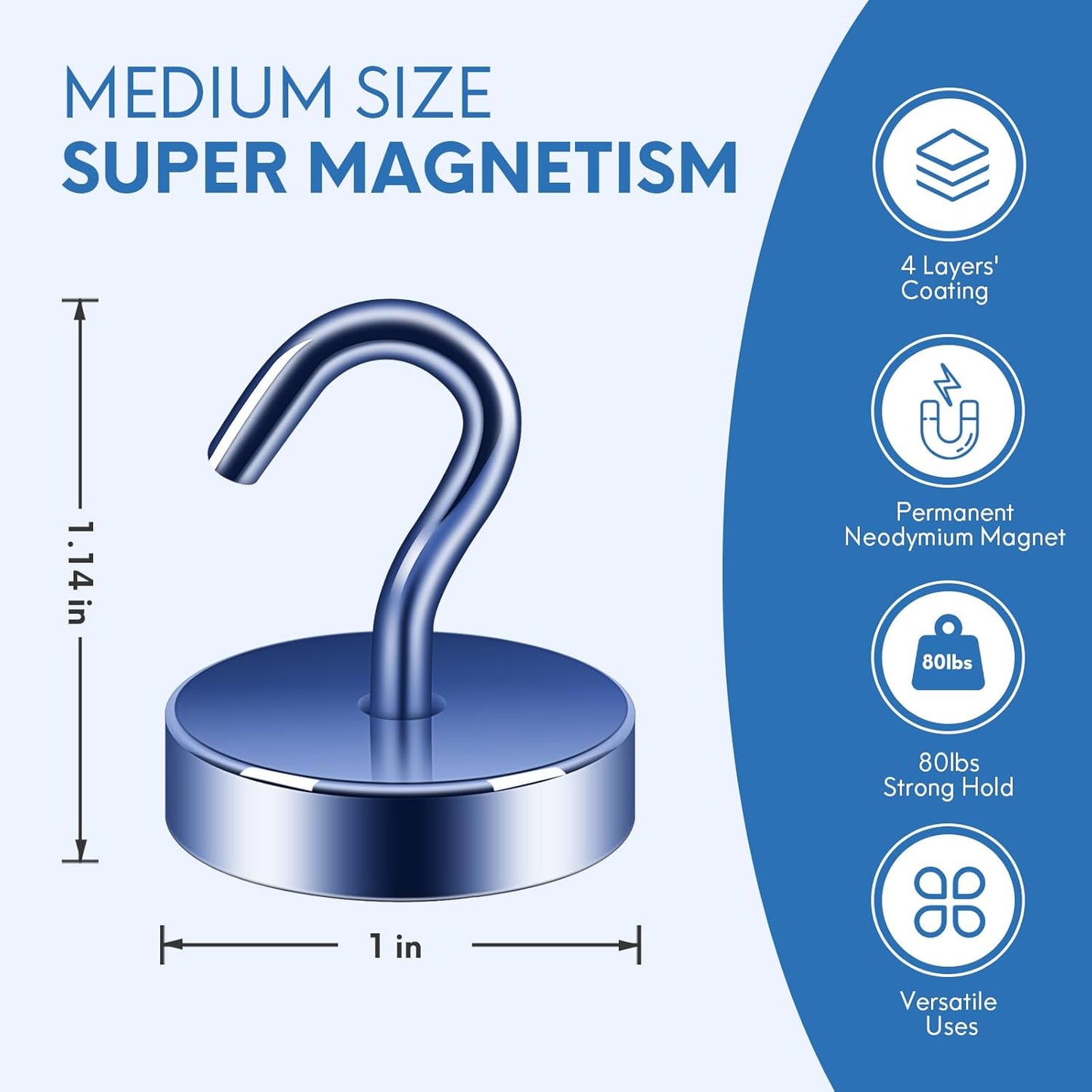 Neosmuk Magnetic Hooks, Cruise Ship Essentials, 80lb+ Heavy Duty Magnetic Hooks for Cruise Cabins, Refrigerator, Grill, Hanging, and Travel | Extra Strong Must-Haves Magnet Hook,Navyblue