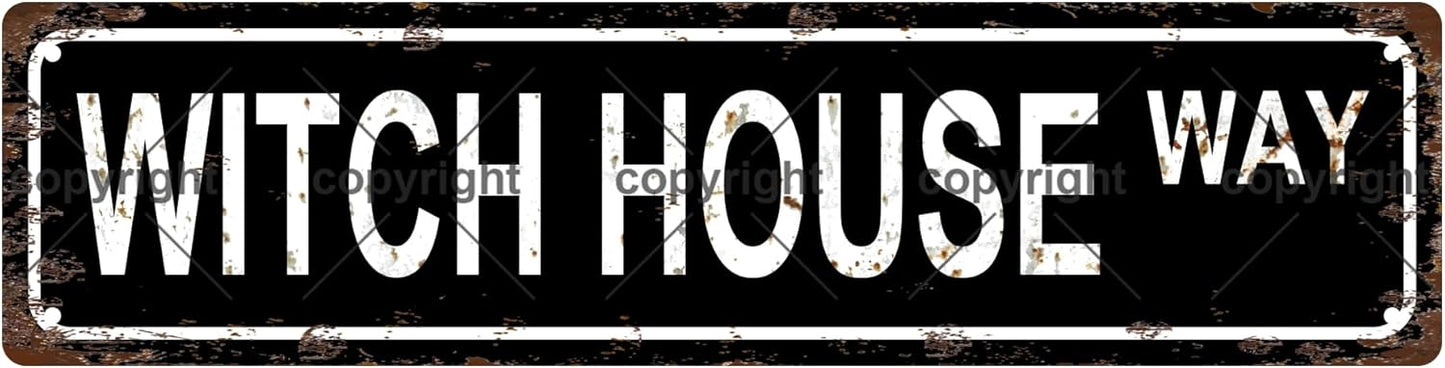 WITCH HOUSE WAY Vintage Metal Tin Sign, Street Sign, Home Decor, Room Decor, Wall Decor, Bathroom Decor, Bar Decor, Cafe Decor, Garage Decor, 16 x 4 Inch