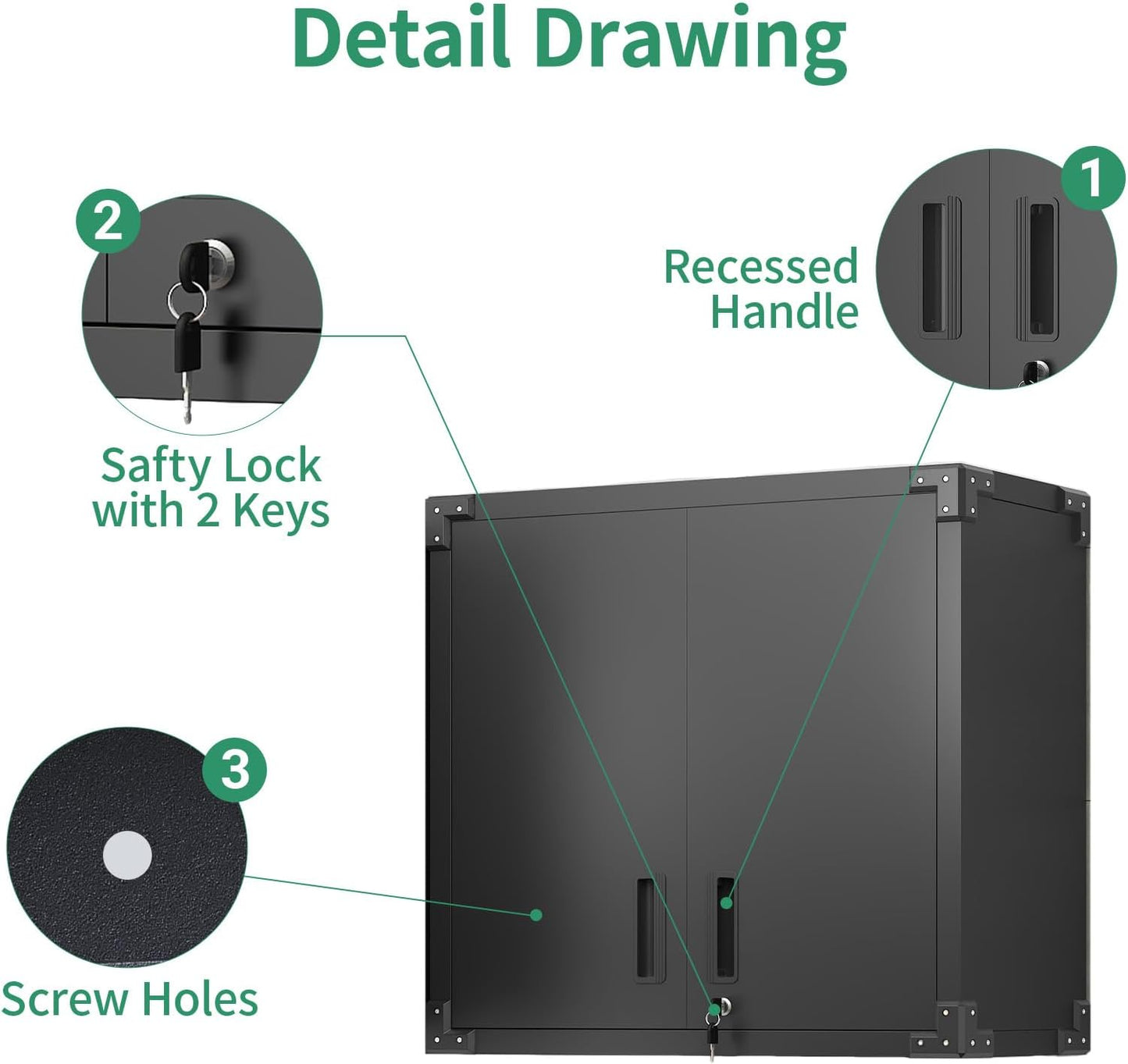 Metal Tool Cabinet,Garage Storage Cabinet System,Wall Cabinet & Locking Rolling Tool Cabinet with Doors and Adjustable Shelves,Steel Tool Cabinets for Home,Office (7 Pcs-StyleA, Black)