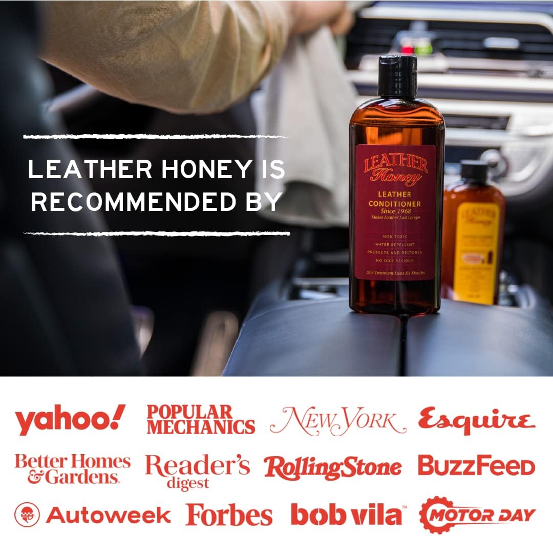 Leather Honey Leather Conditioner & Cleaning Kit for use on Leather Apparel, Furniture, Auto Interiors, Shoes, Bags and Accessories. Conditioner, Cleaner and 2 Lint-Free Cloths.