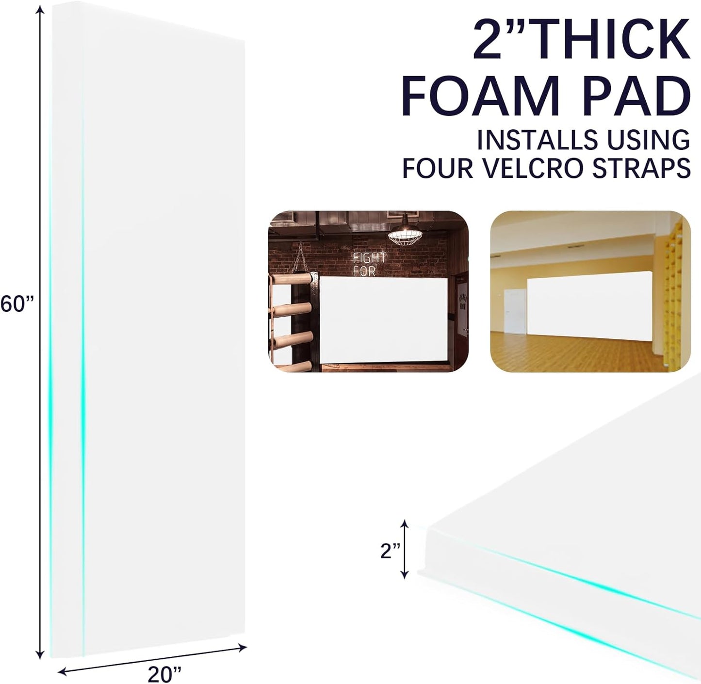 PROGOAL 60"/72" High Gym Wall Padding 2"/4" Thick Foam Basketball Court Wall Mount Protector for Garage Taekwondo Babyroom - Durable Waterproof Anti-Cushion