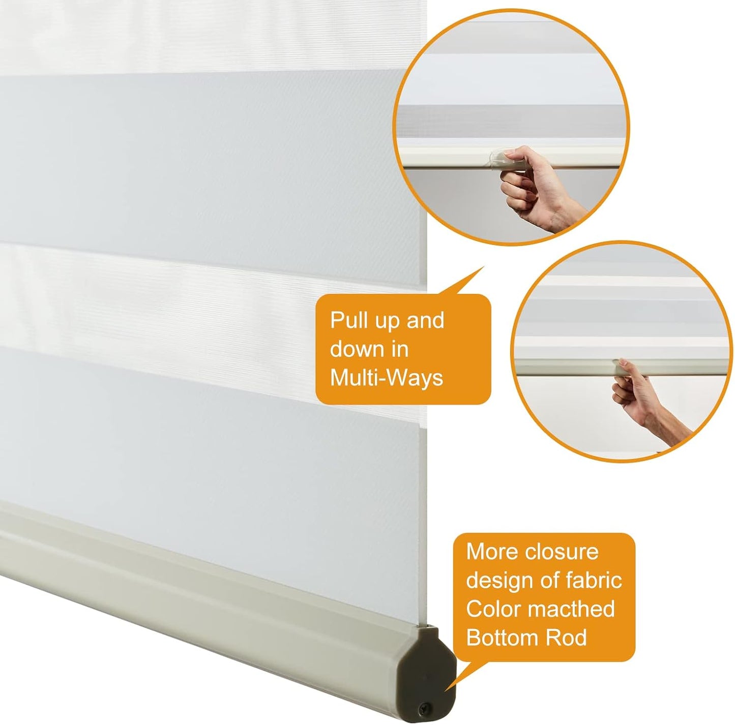 Persilux Cordless Zebra Blinds for Windows (33" W X72 H, Cream) Free-Stop Roller Windows Shades Dual Layer Light Control for Day and Night, Light Filtering Sheer Shades for Home, Easy to Install
