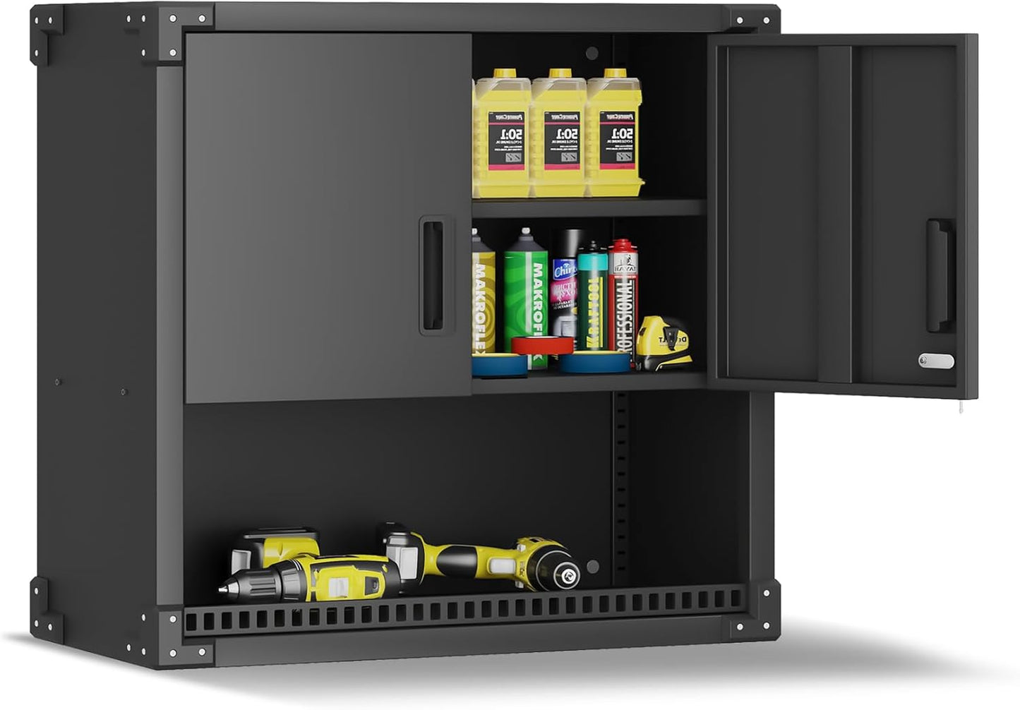 Garage Wall Cabinet,Metal Wall Cabinet with Doors and Adjustable Shelves,Steel Utility Wall Mounted Tool Cabinets for Home,Office,Kitchen,Warehouse