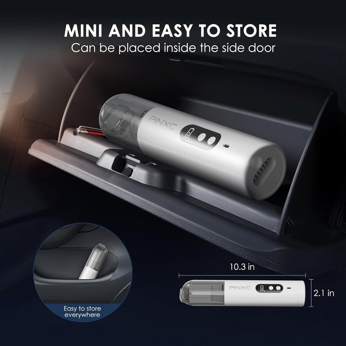 Mini Vacuum Cleaner Cordless 15000PA High Power,Handheld Car Vacuum, 5 in 1 Portable Vacuum for Car, Home & Pet Hair, Type-C Rechargeable, LED Display,Up to 30 Mins Runtime, Multi-Nozzles