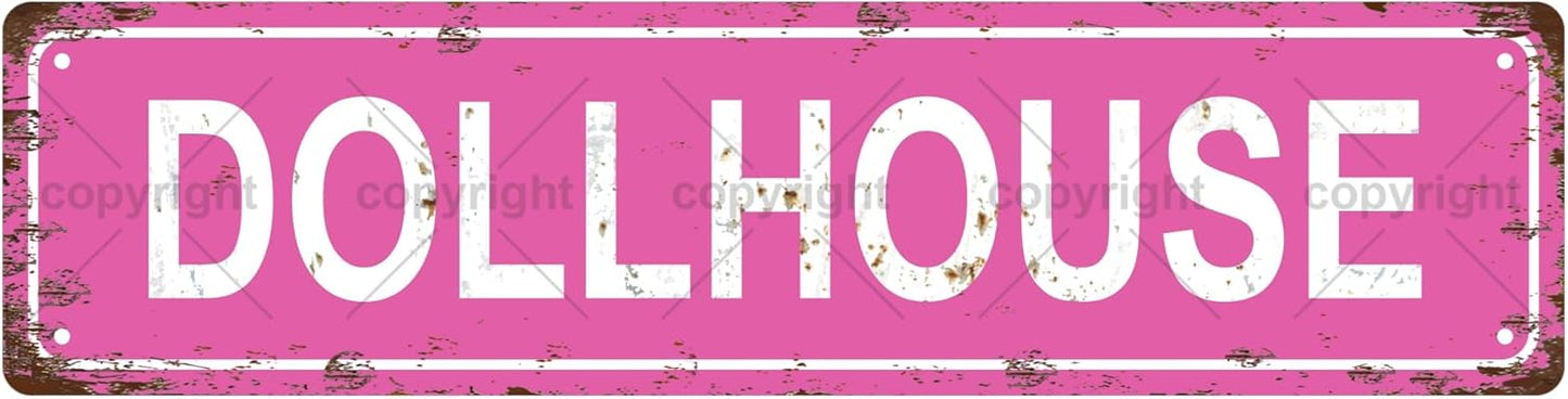 DOLLHOUSE Space Vintage Metal Tin Street Sign Bar Cafe Garage Cave Home Room Wall Bathroom Farmhouse Garden Porch Patio Decor, 16 x 4 Inch