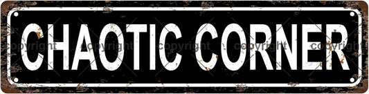 CHAOTIC CORNER Space Vintage Metal Tin Street Sign Bar Cafe Garage Cave Home Room Wall Bathroom Farmhouse Garden Porch Patio Decor, 16 x 4 Inch
