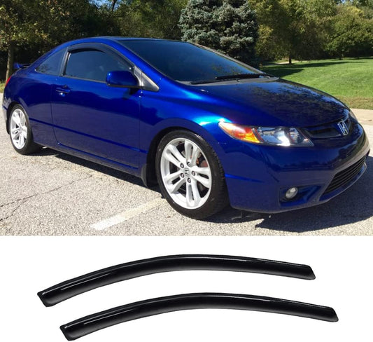 92410 Side Window Wind Vent Deflector,2pcs Outside Mount Style Nice Sun Rain Guards Set,Window Visor fit for 2006-2011 Honda Civic Coupe