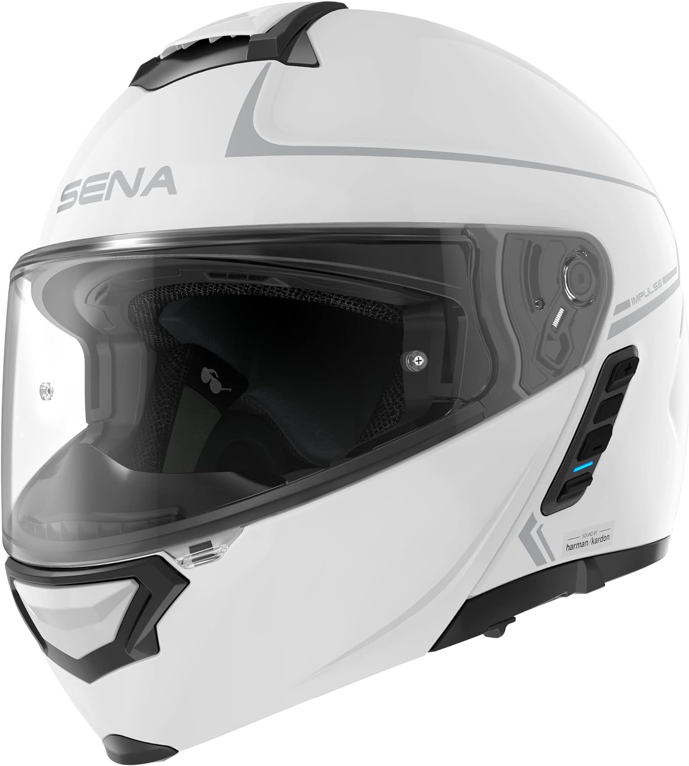 Sena Impulse DOT Flip Up Modular Bluetooth Helmet w/Sound by Harman Kardon Dual Visor Helmet with Integrated Mesh Intercom System / MP3 / Voice Dial (Gloss White, X-Large)