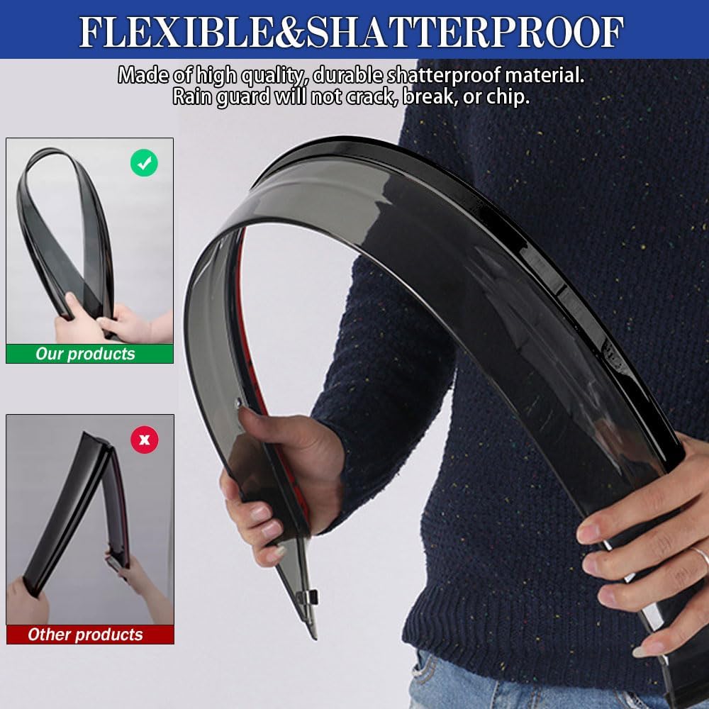 Rain Guards for Hyundai Santa Fe 2019-2023, Tape-on Side Window Deflectors for Hyundai Santa Fe, Window Visors for Hyundai Cars, for Hyundai Car Accessories 4 Rain Guards ＆ 2 Car Coasters