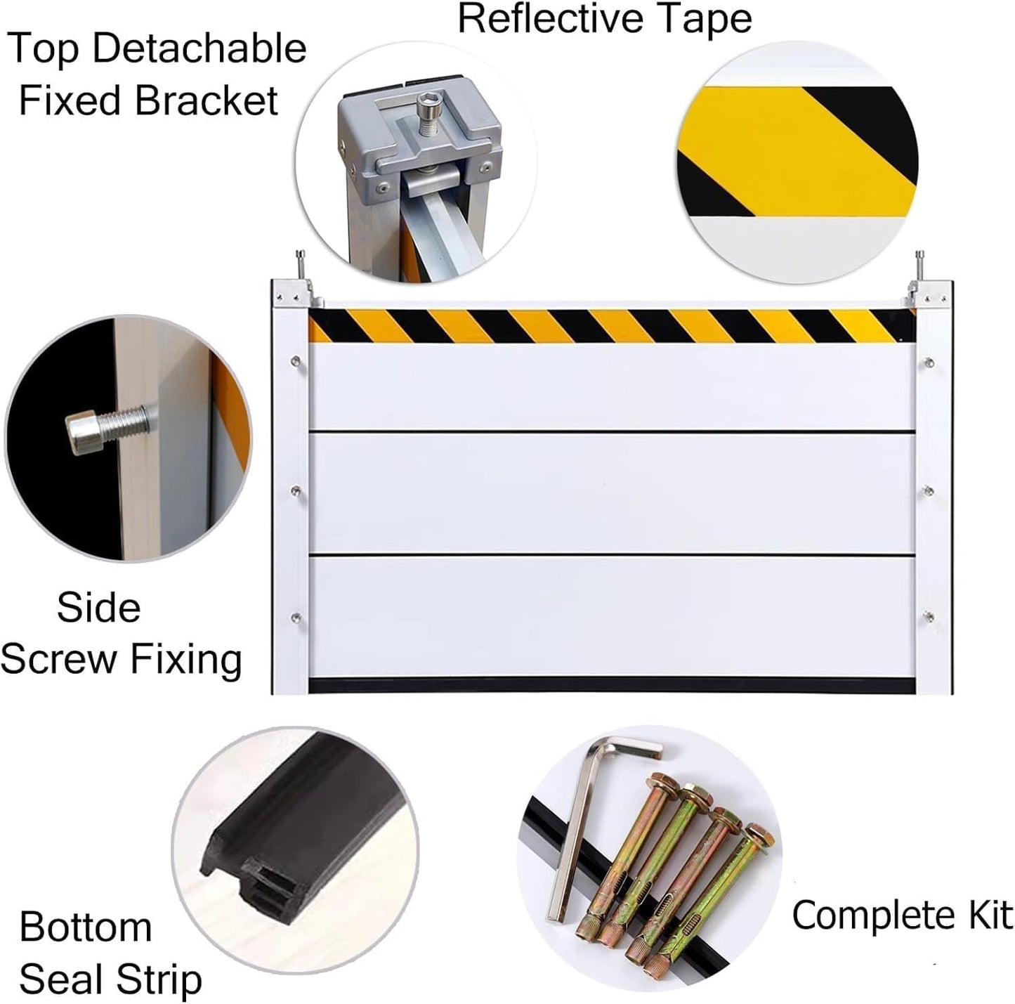 Reusable Heavy Duty Aluminum Flood Barriers for Home Exterior, Flood Protection Barriers Water Barrier Door Quick Detachable Garage Doors Detachable Mobile Rain Water Baffle ( H 55.1 inch L 19FT)