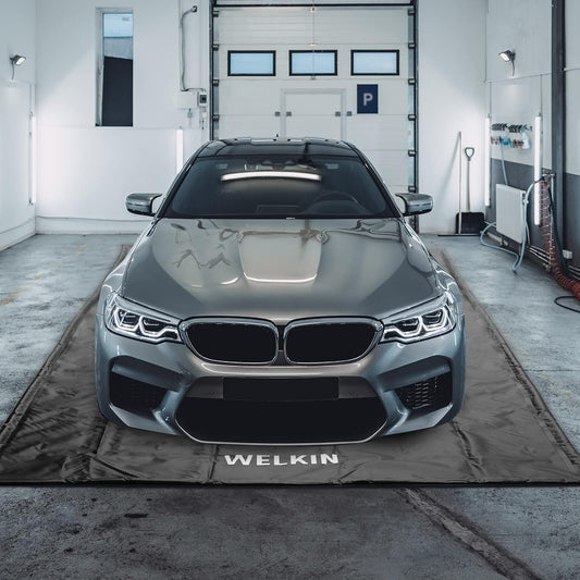WELKIN Containment Mat,(7'9" x 18'),Non-Slip Garage Floor Mat - Heavy Duty Waterproof Protection from Snow, Rain and Mud for Cars