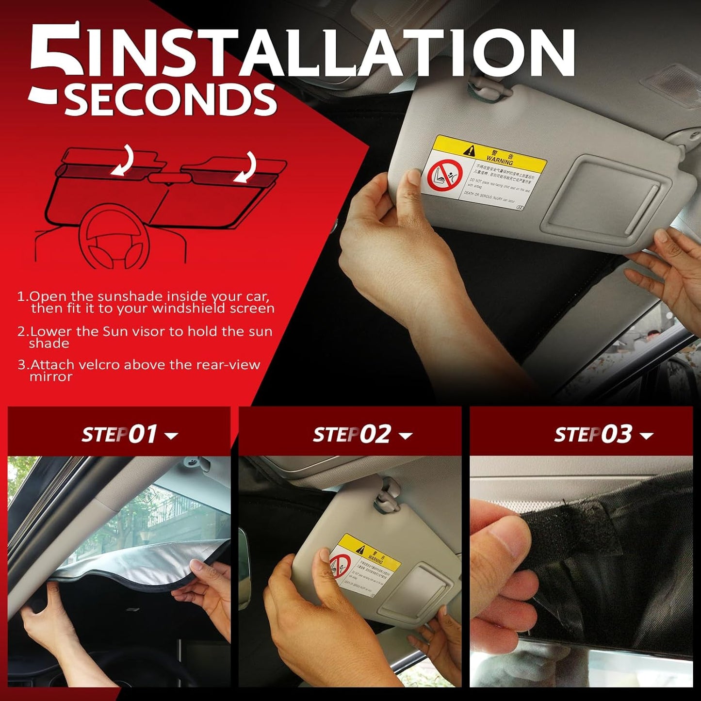 KAYZT Windshield Sun Shade for 2011-2017 Honda Odyssey Mini Van Foldable Sunshade Front Window Custom Fit Car Accessories