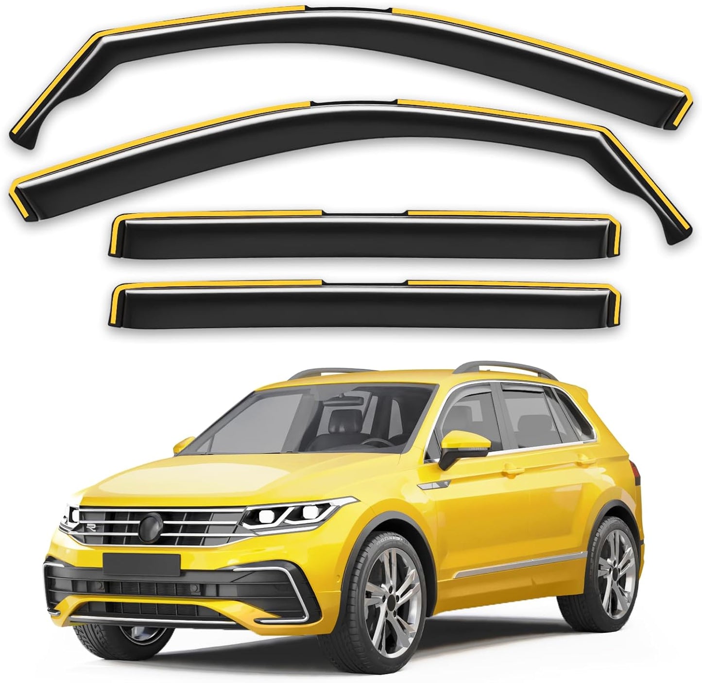 in-Channel Window Rain Guards Fit for Volkswagen Tiguan 2018-2025 Extra Durable Window Deflectors Vent Visors Shades Car Accessories Visors Rain Guards -4 pcs