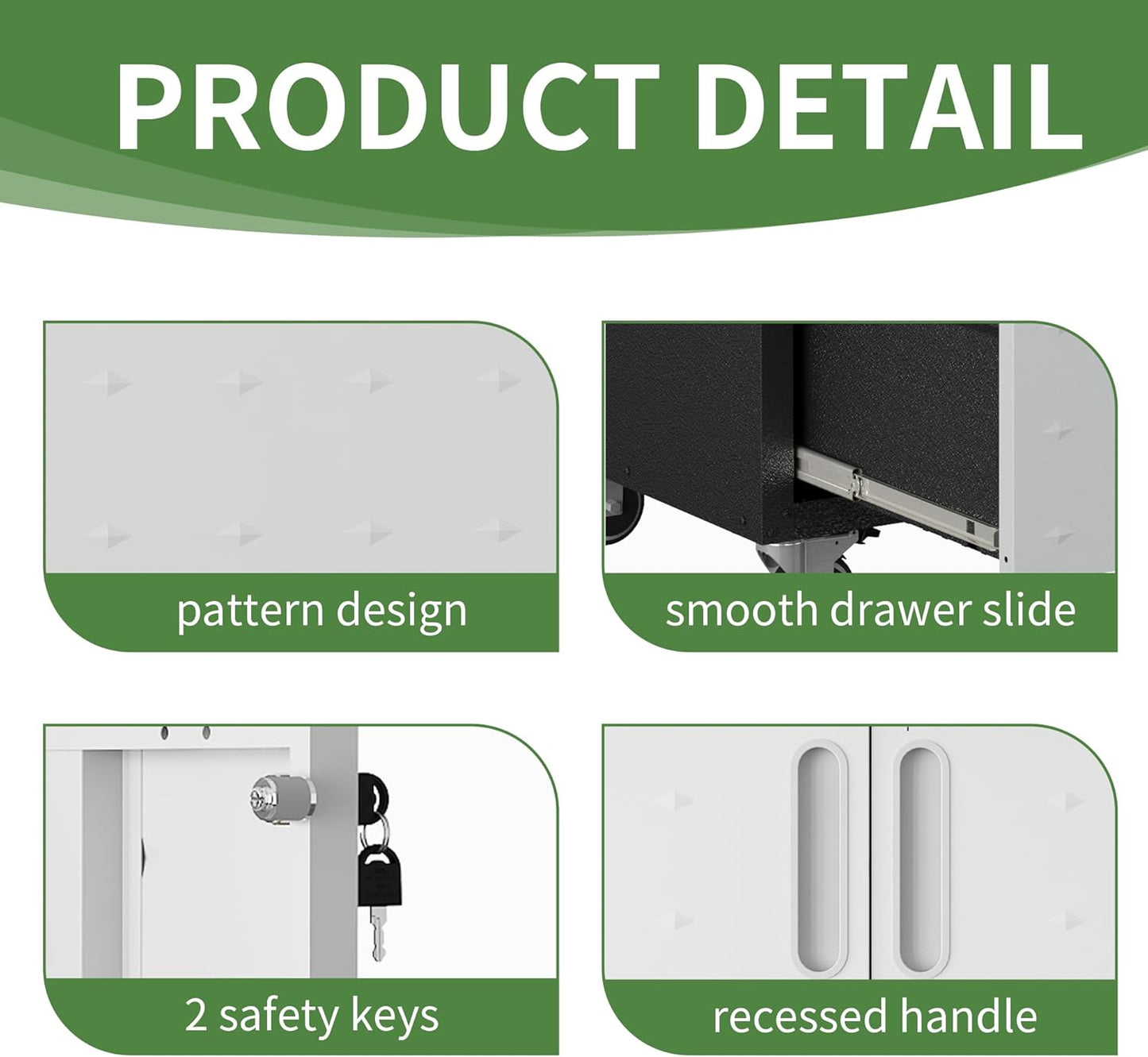 Metal Garage Storage Cabinet with Wheels,Locking Rolling Tool Cabinet with Drawers and Shelves for Home, Office, Garage & Workshop