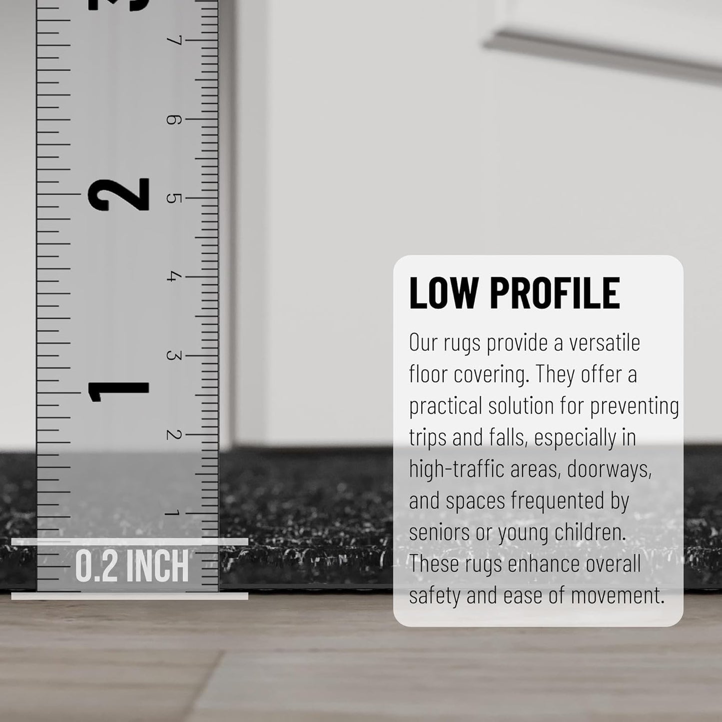 Ottomanson 2' x 25' Hallway Runner with Scraper Pile Extra Durable Non-Slip Rug Mat for Indoor & Outdoor Use - Ideal for Kitchen, Entryway, Patio & Garage - High-Traffic Carpet, Black