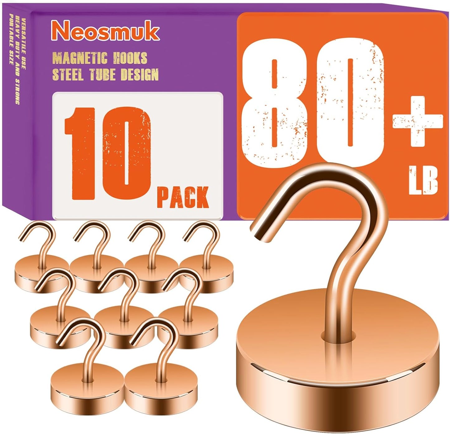 Neosmuk Magnetic Hooks, Cruise Ship Essentials, 80lb+ Heavy Duty Magnetic Hooks for Cruise Cabins, Refrigerator, Grill, Hanging, and Travel | Extra Strong Must-Haves Magnet Hook,Bronze