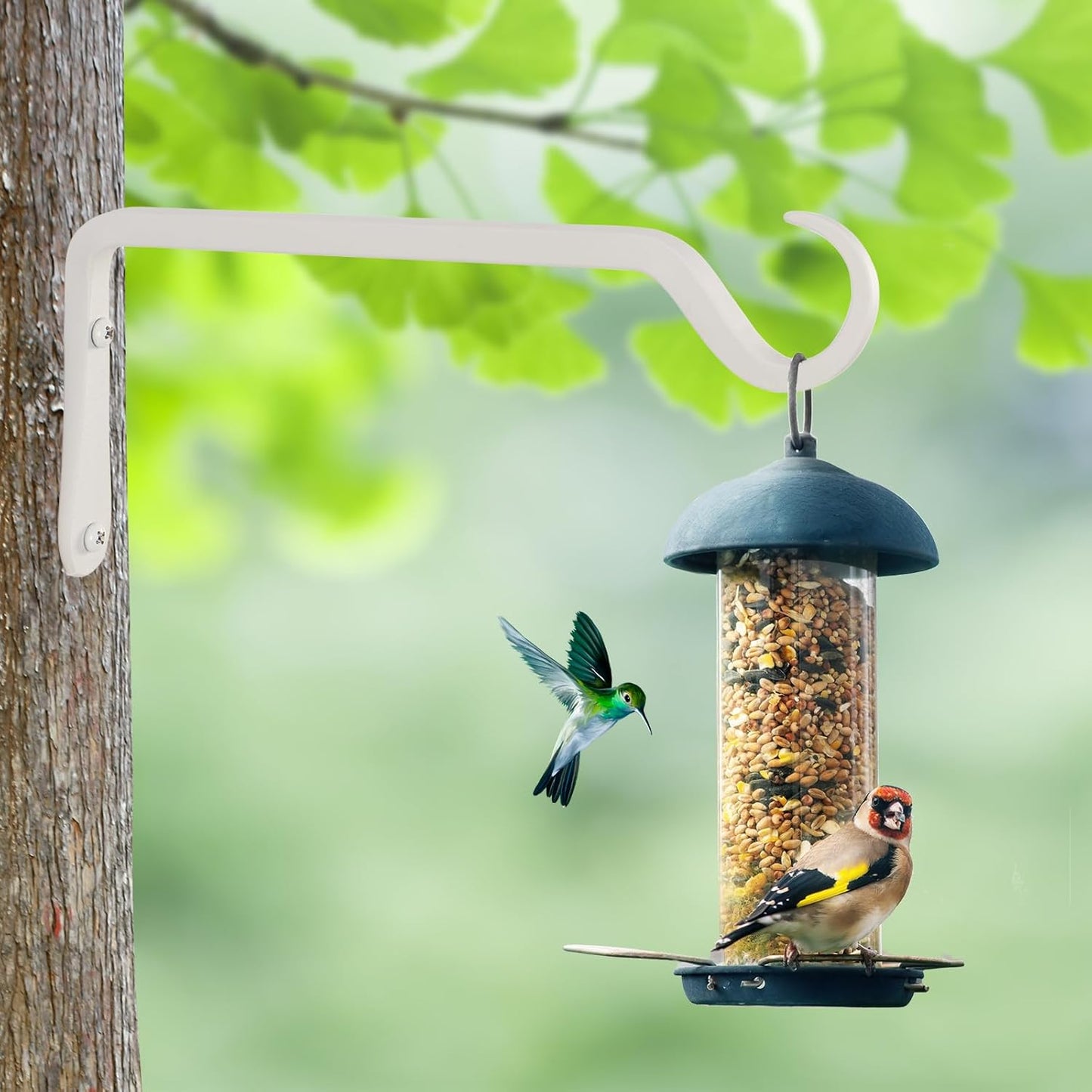 10" Plant Hangers 2-Pack - Heavy Duty Rust-Resistant Steel Hooks for Bird Feeders, Indoor/Outdoor Plants & Wall Decor, White