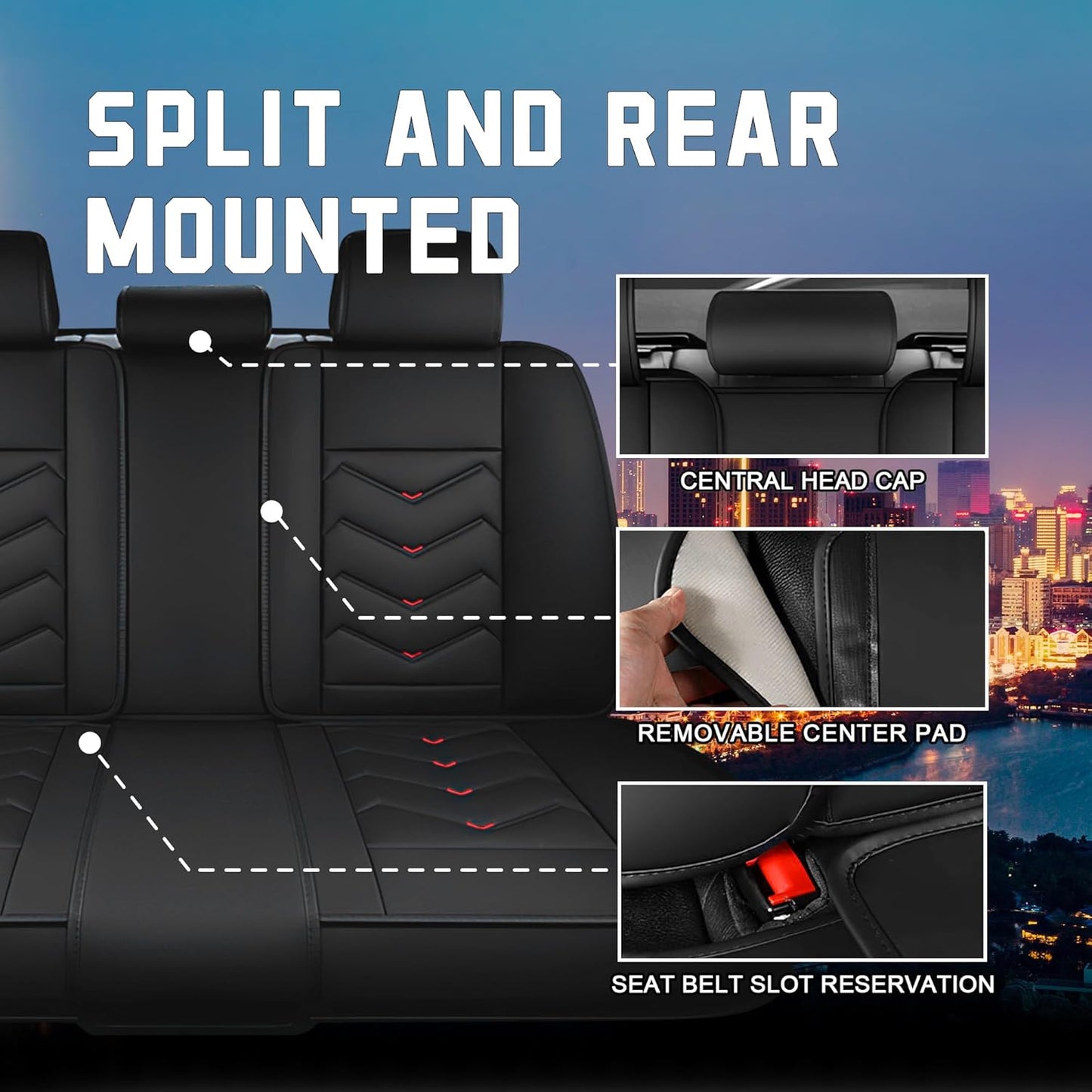 Car Seat Covers for Chrysler Pacifica 2004-2025, Stylish Sport Seat Cover, Premium Nappa Leather Car Seat Cover. Automobile Seat Covers Sets.(Standard 5 Seats/Black Red)