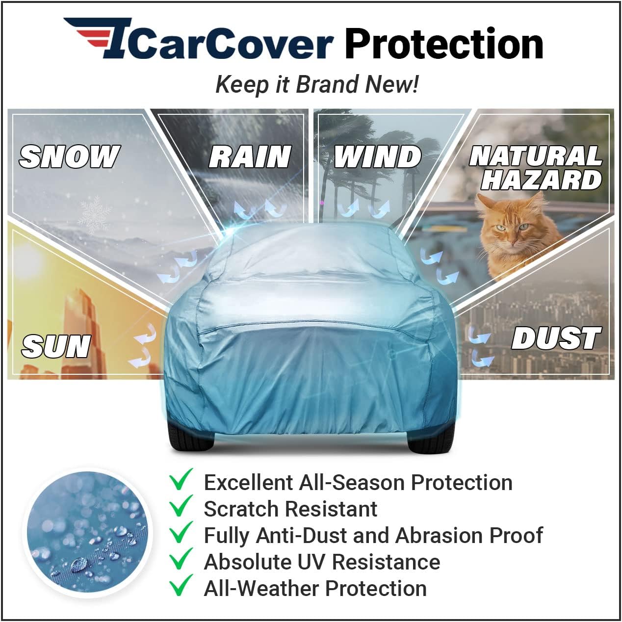iCarCover Premium Car Cover for 1975-1981 Chevy Monza Coupe Heavy Duty Waterproof All Weather Automobiles Custom Fit Indoor Outdoor UV Snow Protection Covers with Straps and Bag