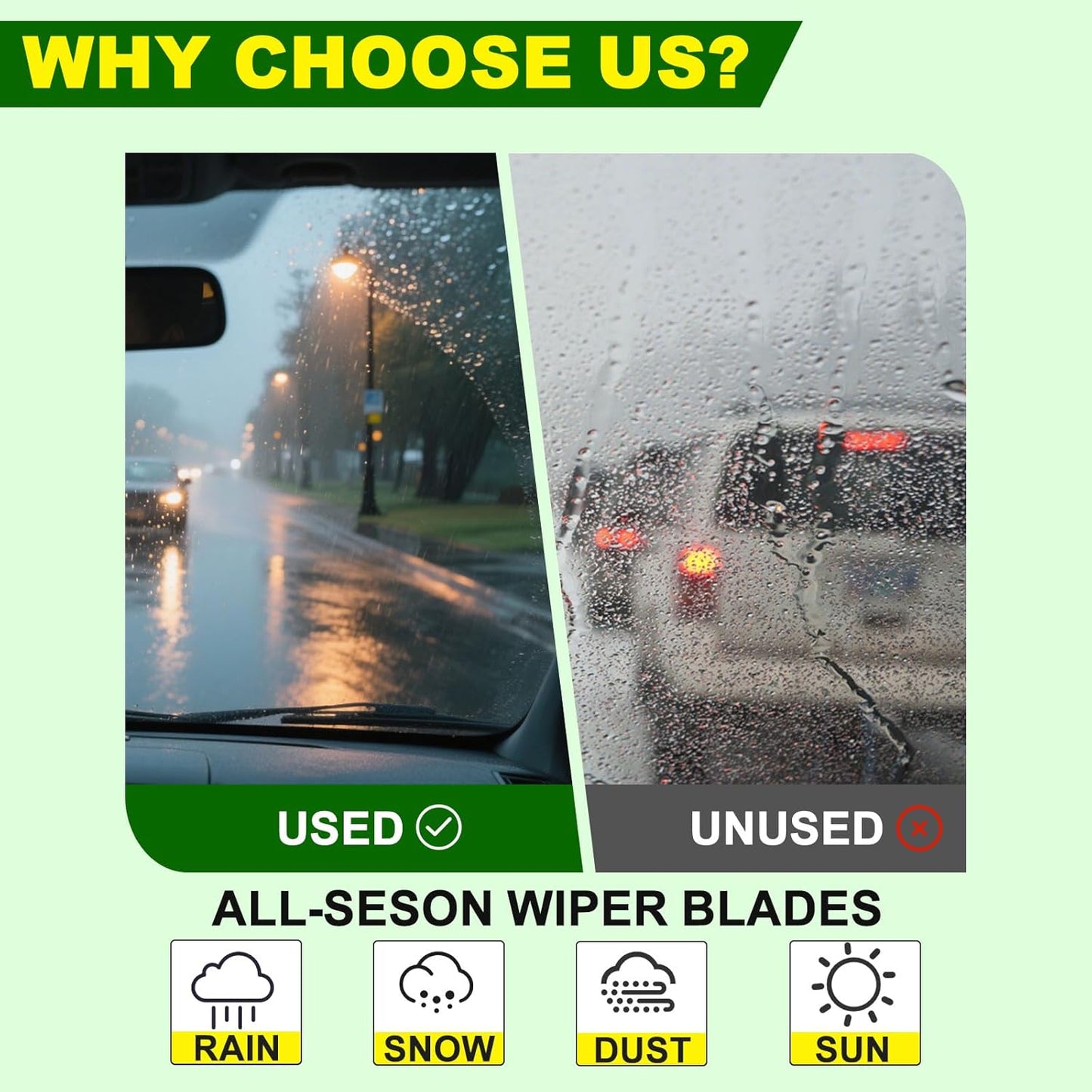 OEM Quality 24in + 21in Premium All-Season Windshield Wiper Blades for Original Equipment Replacement(Set of 2)