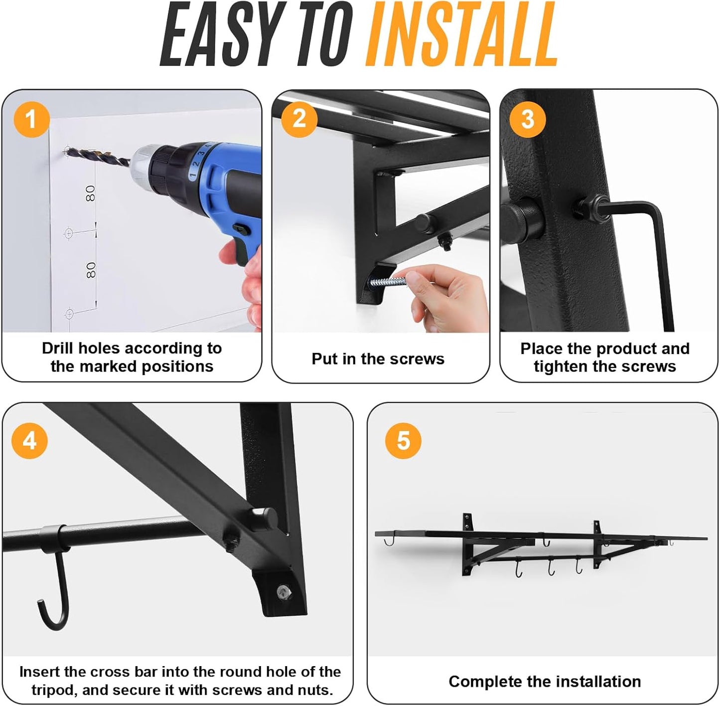 2-Pack 1X4 FT Garage Shelving Wall Mounted Holds Up to 800 Lbs Heavy Duty Wall Shelf, Black Metal Floating Adjustable Wall System Shelves for Garage Storage, Shed