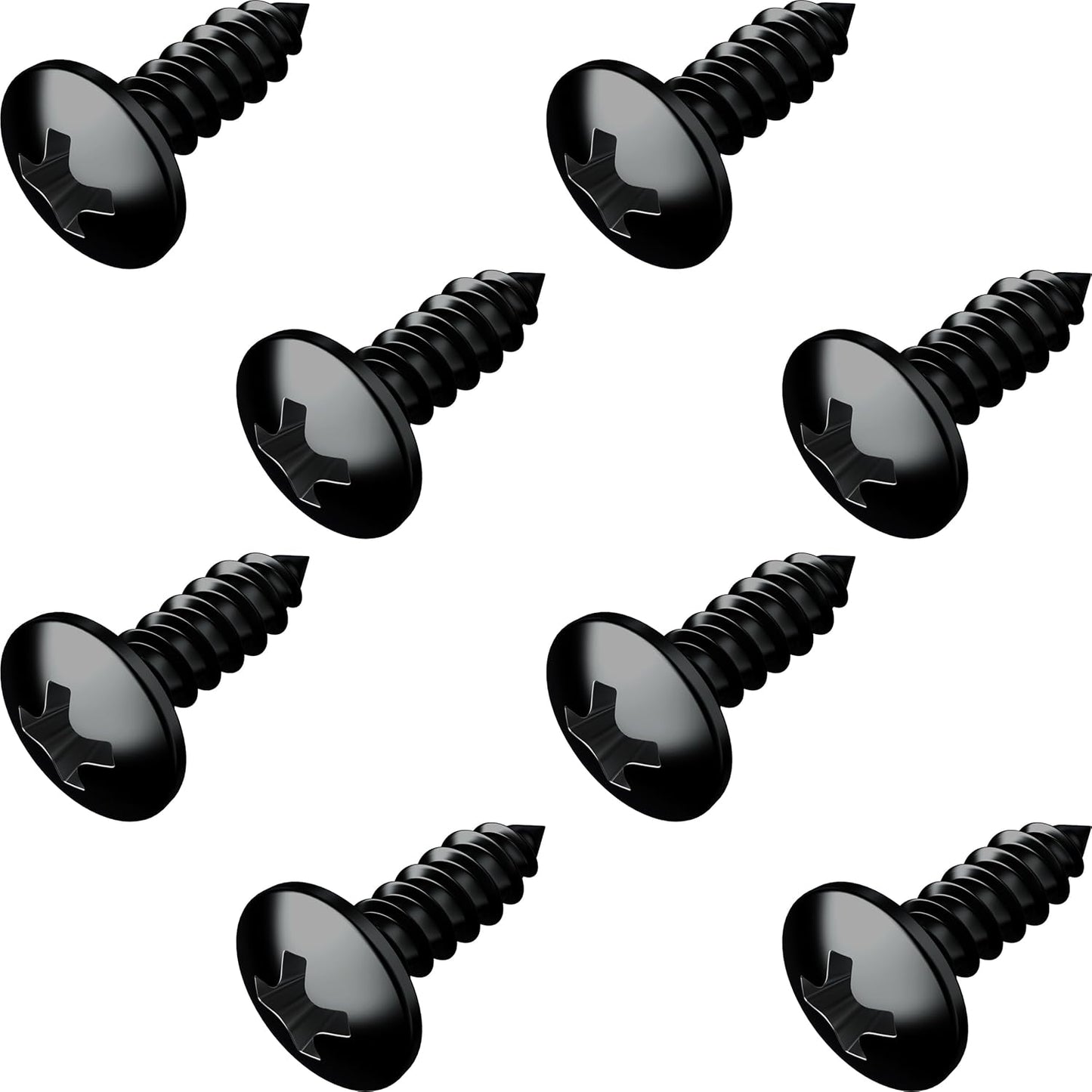 Black Oxide Stainless Steel License Plate Screws for License Plates, Frames, Covers - Rust Proof Licence Plate Screw Set for Front/Rear - Compatible with Chrysler Dodge Jeep Ram (Pack of 8)