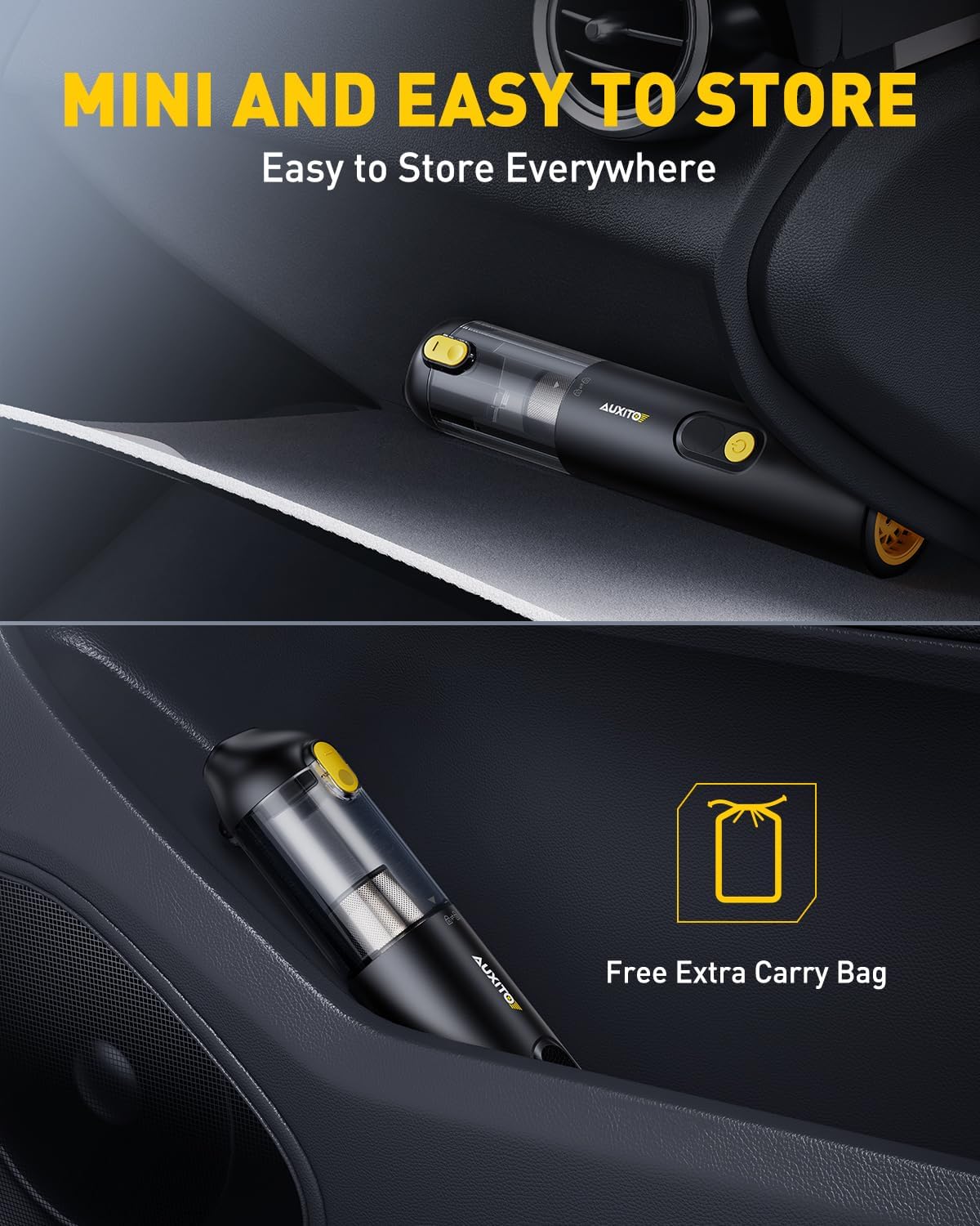 AUXITO Car Vacuum Portable Cordless 14000Pa Powerful Suction, Handheld Vacuum Blow & Suction 2 in 1, Small Vacuum Cleaner Hand Held Vacuum for Car, Home, Pet, Office (Black)