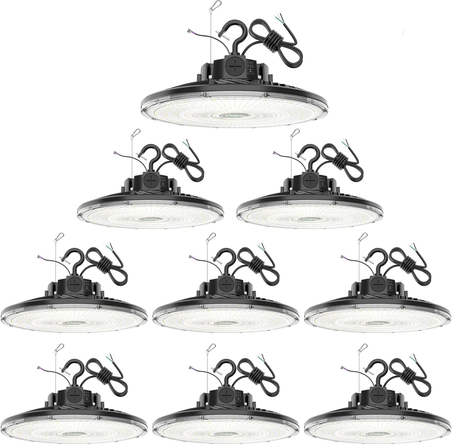 9 Pack 480V LED High Bay Light UL DLC Listed UFO Light 150W 100W 80W Adjustable, Dimmable High Bay LED Shop Lights 5000K Daylight, IP65 Commercial Bay Lighting for Warehouse Factory
