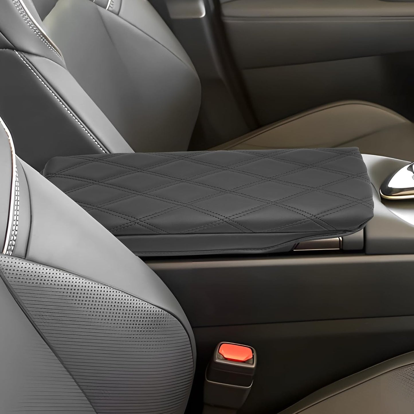 SXCY for 2023 2024 2025 Toyota Crown Armrest Cover Pad for Toyota Crown Accessories 2023-2025 Crown Signia Center Console Cover Cushion 2025 Crown Middle Console Cover (Add-Pad w/Argyle&Black Line)