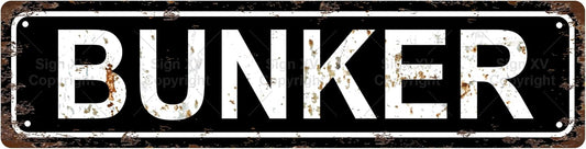 BUNKER Space Vintage Metal Tin Street Sign Bar Cafe Garage Cave Home Room Wall Bathroom Farmhouse Garden Porch Patio Decor, 16 x 4 Inch