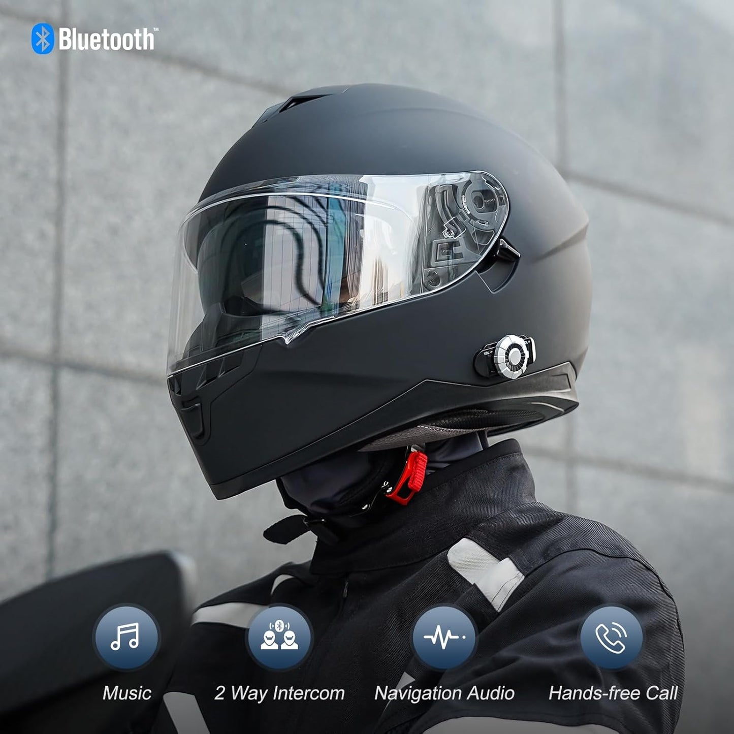 Full Face FreedConn Motorcycle Helmet Bluetooth 5.0 Integrated 2 Way Intercom DOT FMVSS-218 Rated Motorbike Helmet Communication with Dual Visor MP3 for Men Women New EPS