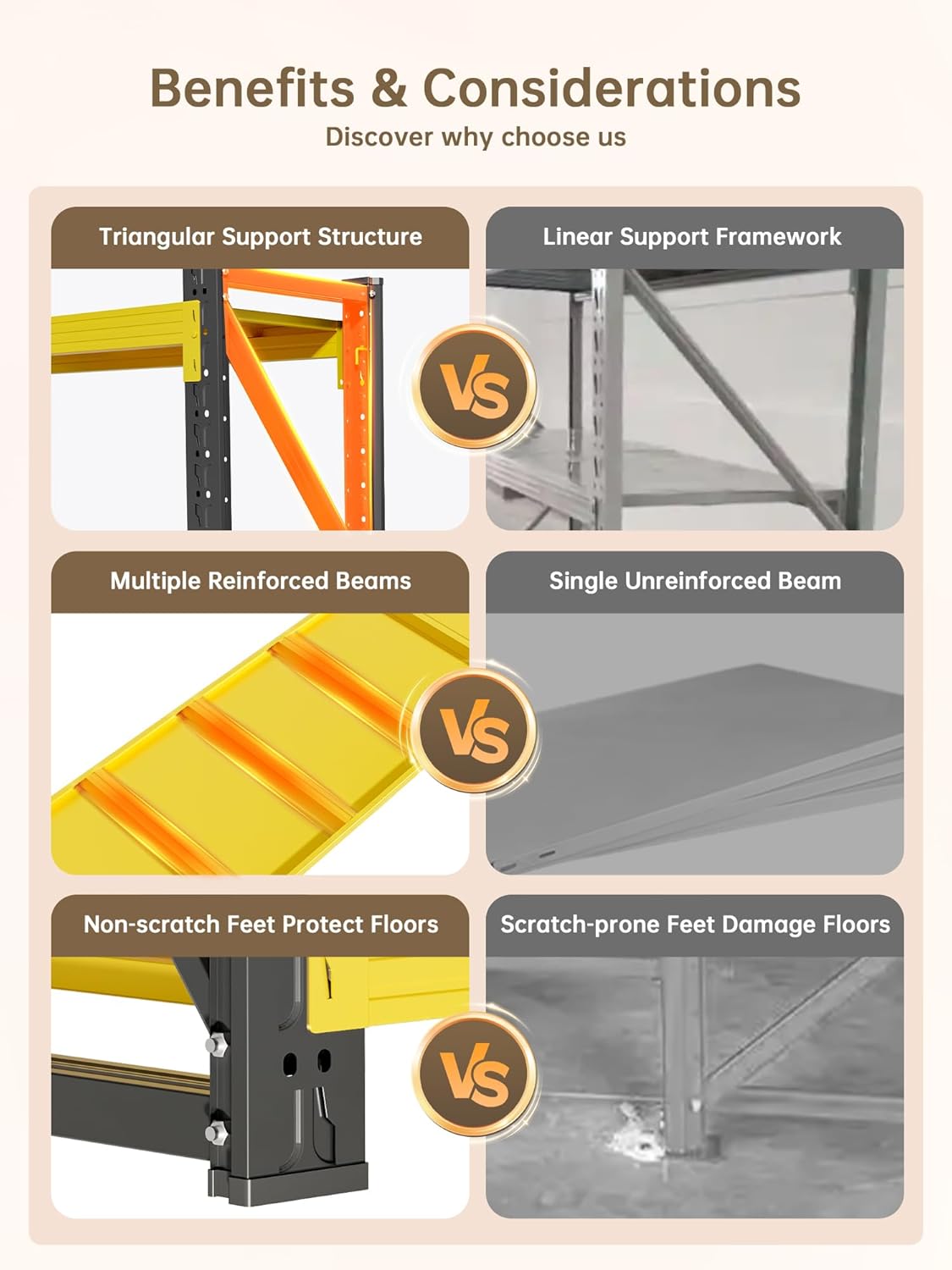 4-Tier Storage Shelves,63" H Heavy-Duty Garage Shelving Unit,Adjustable Industrial Metal Shelf System,3,000lbs Capacity,Tool Organizer for Garage,Workshop,32" W*20" D*63" H,Black&Yellow