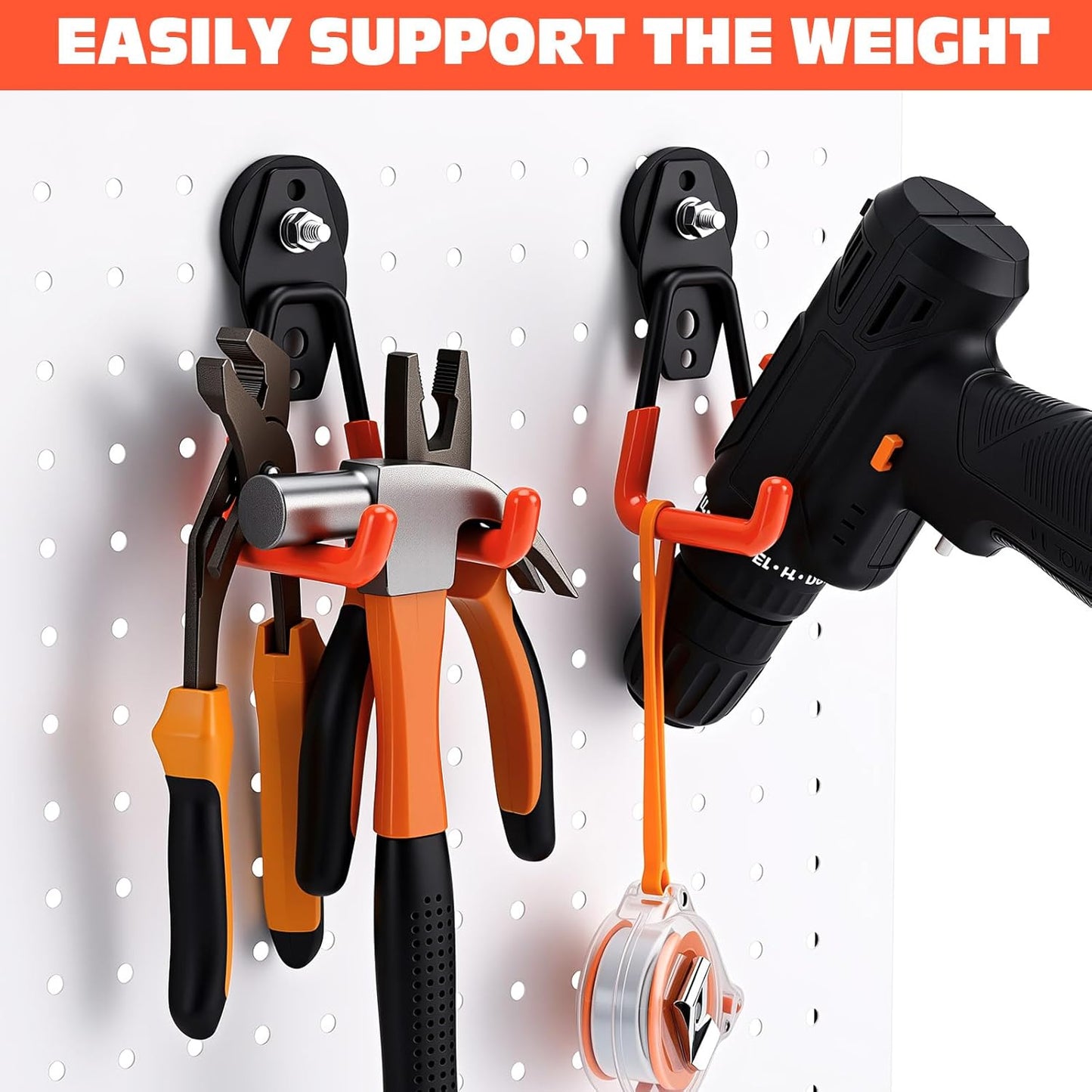 Landhoow 18 Pcs Large Magnetic Hooks Heavy Duty Garage Magnet Hooks Strong Storage Utility Magnetic Hangers with Anti Slip Rubber Coating for Indoor and Outdoor Hanging (Orange)