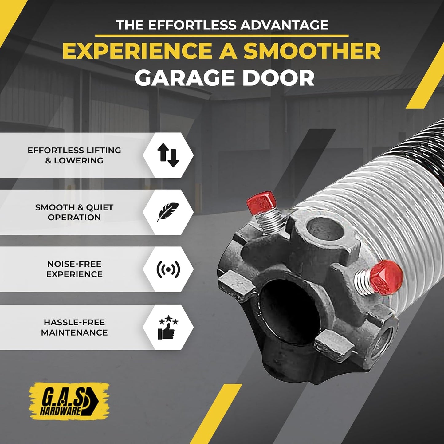 Garage Door Torsion Spring 218x2x28 Torsion Spring for Right Side of Garage Door with 1" Steel Bearing, Gloves, and Winding Bars Precision E-Coating 5-Year Warranty Minimum 30,000 Cycles (Black Cone)