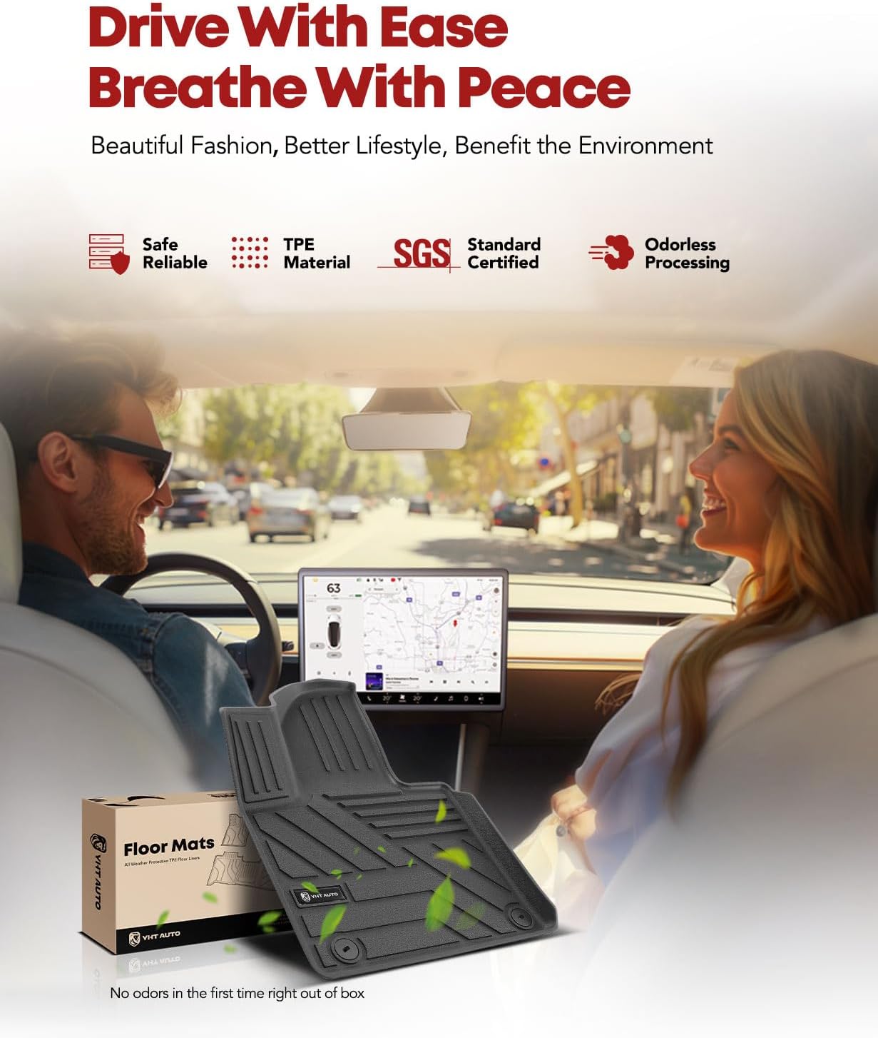 YHTAUTO Floor Mats Compatible with Kia Sorento 2021-2025, TPE All Weather Car Mats Waterproof Anti-Slip Odorless Floor Liner, Sorento Accessories Front & 2nd Row Liner