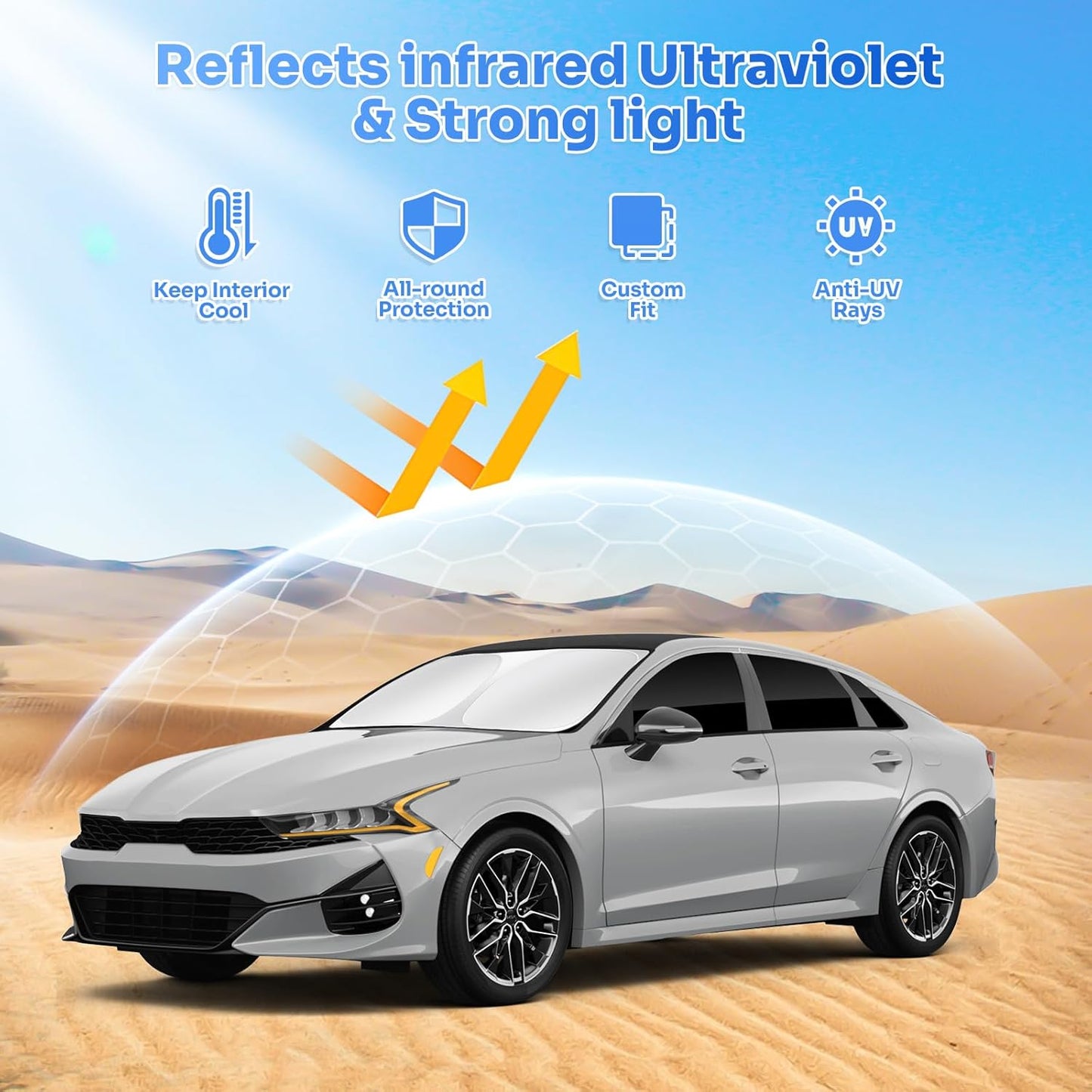 Sunshades for 2025 2026 Kia K4 Accessories Windshield Sun Shade Side Rear Window Shade Cover Sun Visor Shield Privacy Protection for Camping Keep Vehicle Cool Black 7PCS