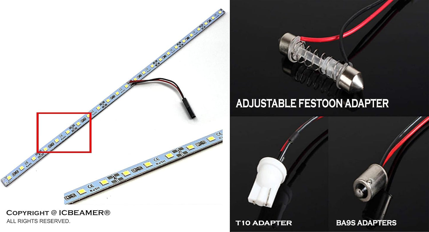 ICBEAMER 12" Red 18 SMDs 2835 LED Strip Light Universal Fit Car Trunk Cargo Area or Interior Illumination