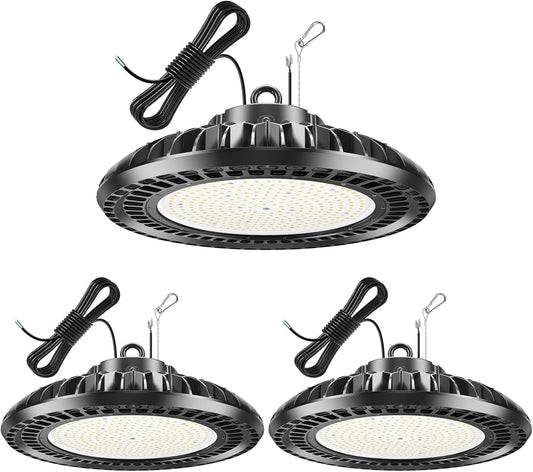 3 Pack 400W LED High Bay Light 56000LM 5000K 120VAC UFO Light IP65 Waterproof Dimmable Commercial Bay Lighting for Workshop|Garage|Factory -ETL&DLC Listed
